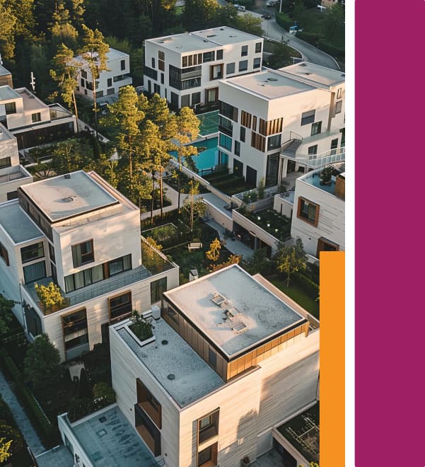 Aerial view of a residential property development