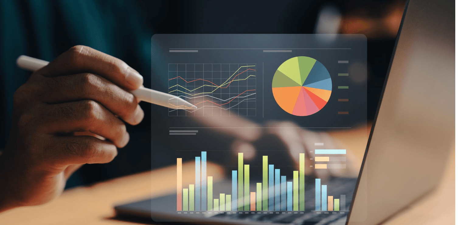Power BI analytics dashboards with charts and data visualisation