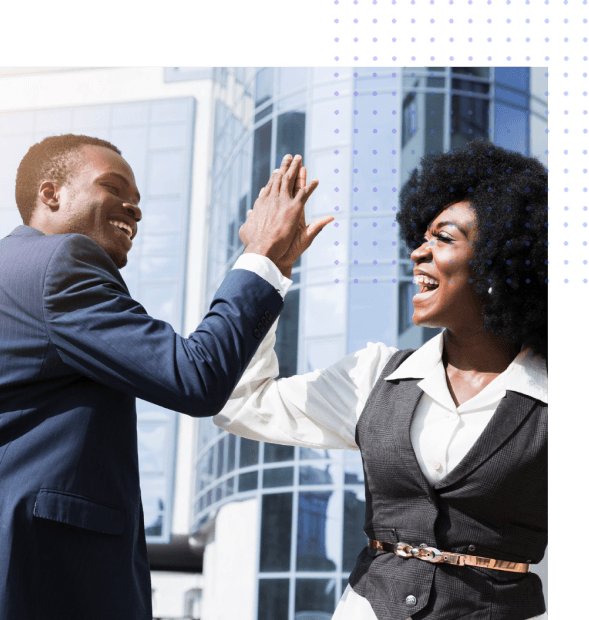 DataposIT consultants celebrating with a client